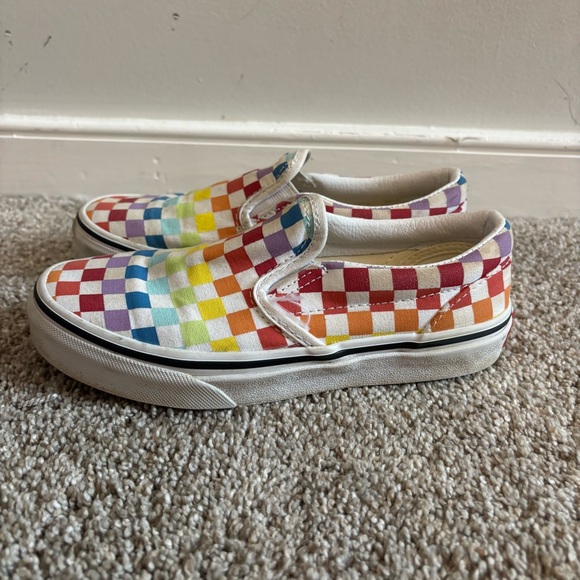 Little Kids Classic Slip-On Checkerboard Shoe Rainbow Size 2 Vans Sneaker - Picture 1 of 8
